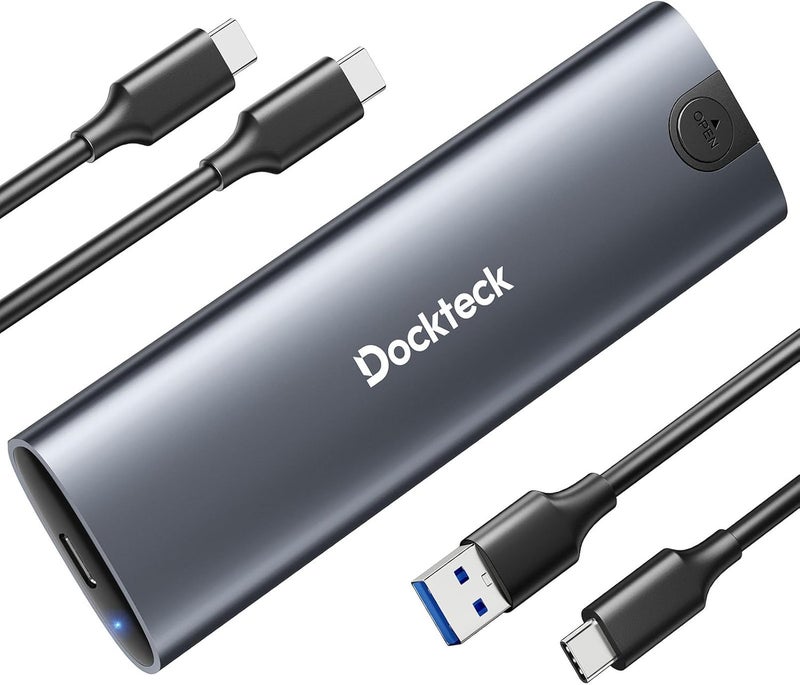 Dockteck M.2 NVMe SATA SSD Enclosure, Tool-Free 10Gbps USB 3.2 Gen 2 NVMe to USB Adapter Case for SSDs 2230/2242/2260/2280, External SSD Reader Supports M-Key/B+M Key and UASP - Image 1